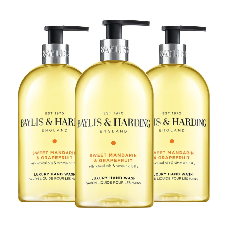 Baylis & Harding hand soap bottle pour detail for easy dispensing