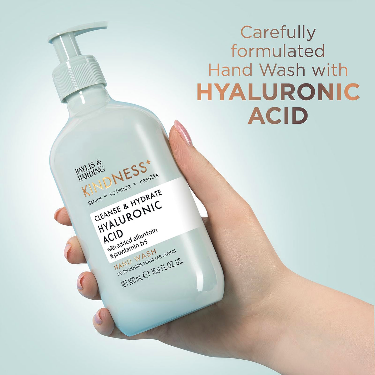 Baylis & Harding vegan-friendly, cruelty-free hand soap packaging for ethical use.
