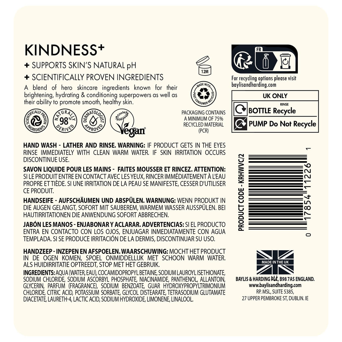 Baylis & Harding Kindness recyclable packaging emphasis