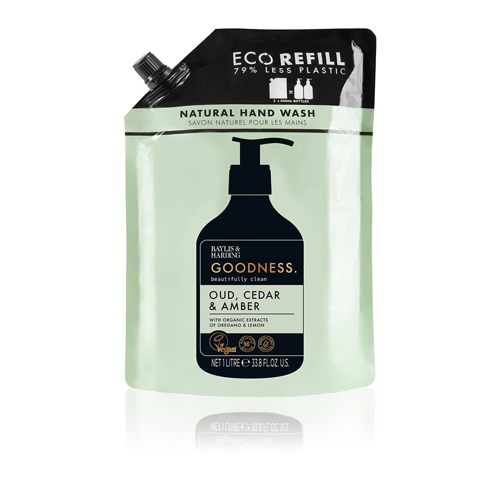 Baylis & Harding refill packaging highlights sustainable design reducing plastic waste.
