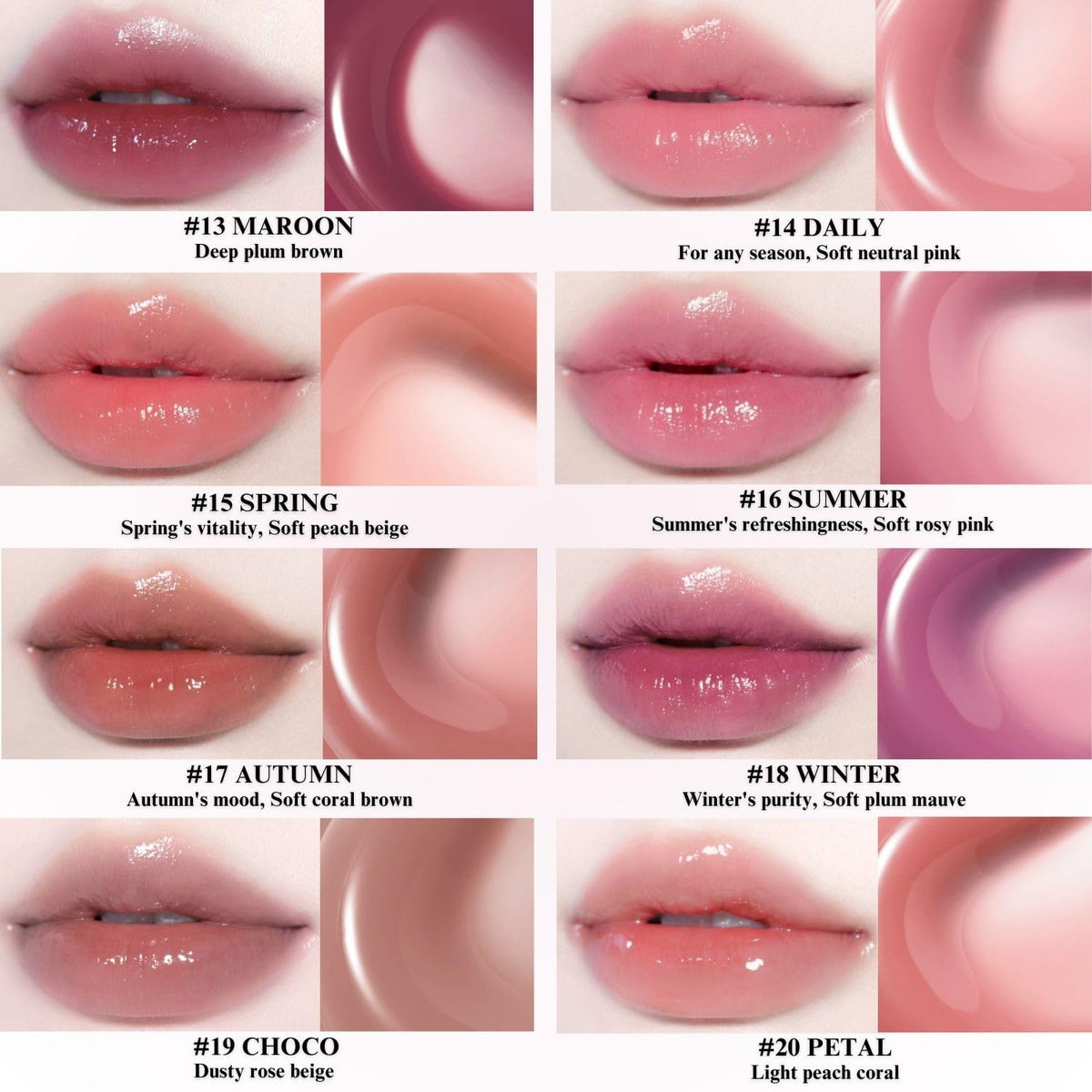 BBIA Glow Tint swatches on skin range from light to soft nude tones