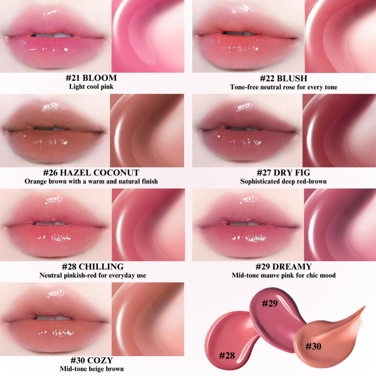 BBIA Glow Tint vibrant color swatches for a wide range of tones