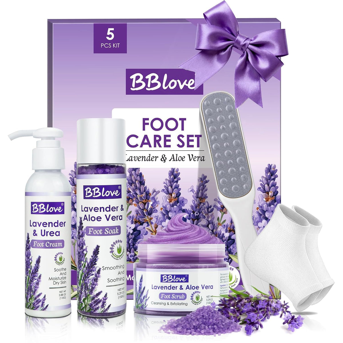 BBLOVE Lavender Foot Soak Set bath salt for a calming at-home foot spa.