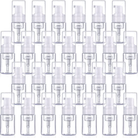 BBTO 50-pack foam pump bottles in clear plastic for travel and cosmetics.