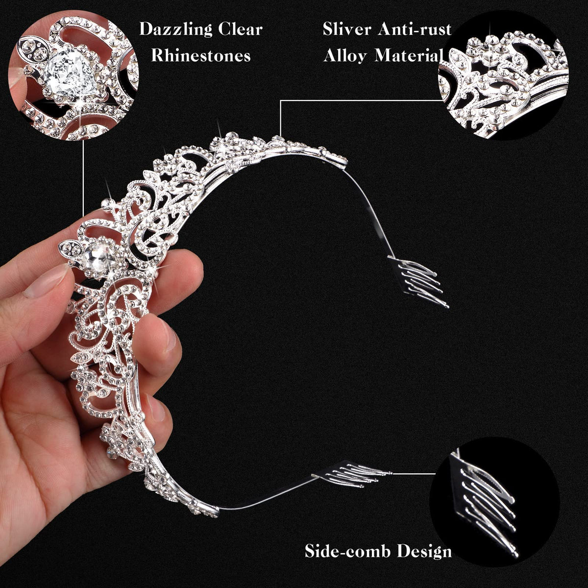 BBTO graduation and prom tiara silver shines under lights