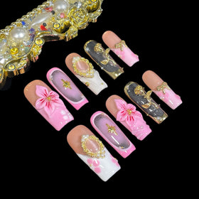 BByogooz gold rose accents nails with luxe charm for occasions