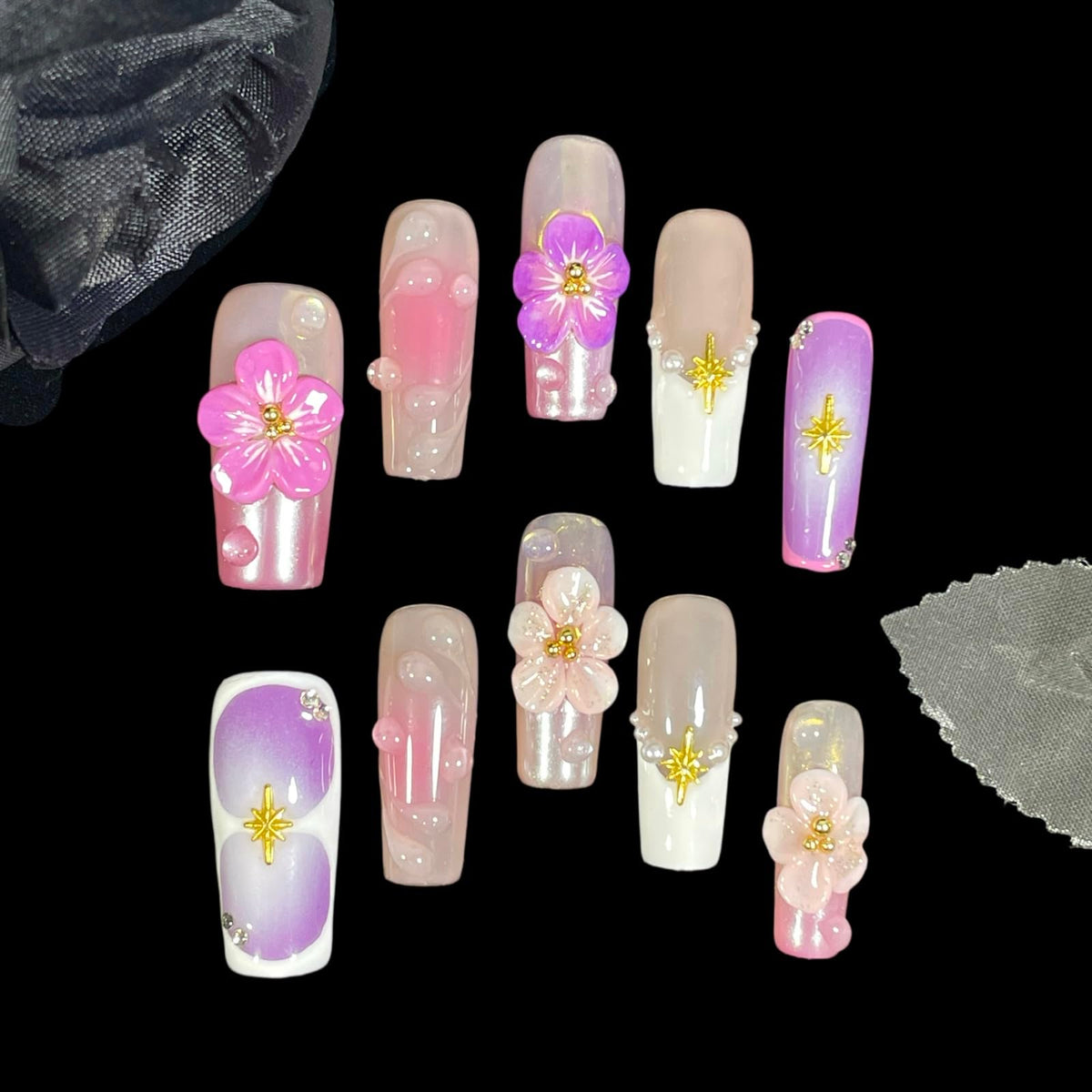 BByogooz square nails with pearl embellishments add refined detail for events.
