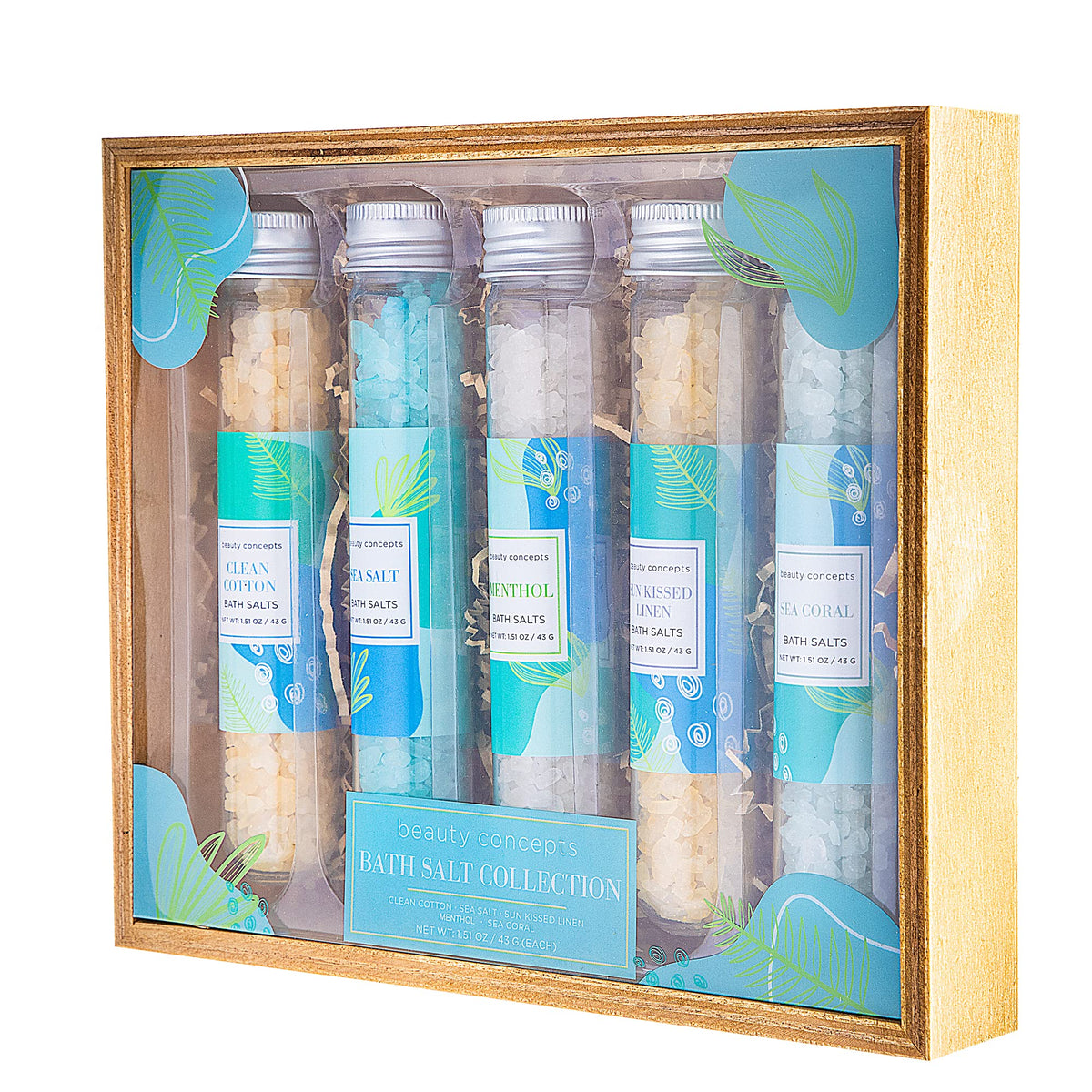 B C Beauty Concepts aromatherapy bath salts present wooden box display