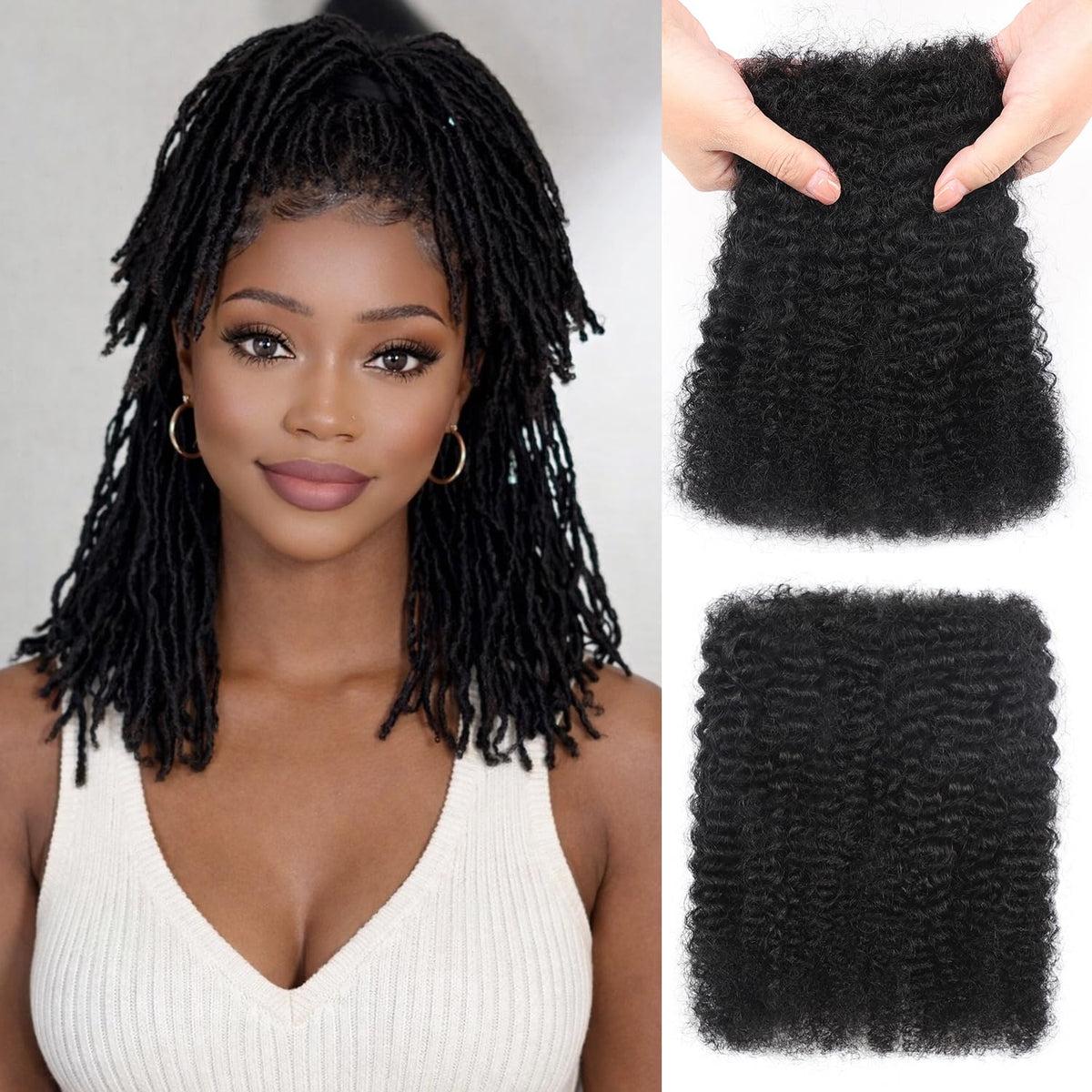 BDSL Afro Kinkys Bulk hair 14-inch pack, ready for braids