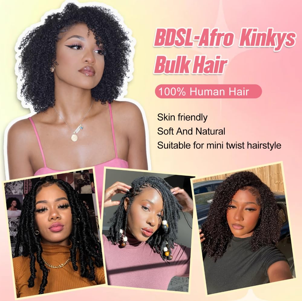 BDSL Afro Kinkys Bulk soft-touch hair with silky feel for natural twists