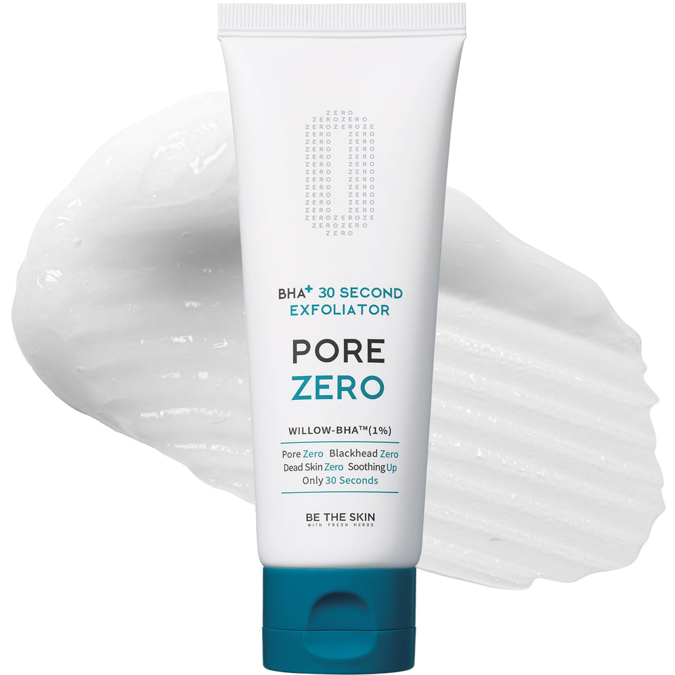 BE THE SKIN BHA+ 30-second exfoliator gel with willow bark melts dead skin for smoother pores.