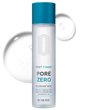BE THE SKIN Pore Zero Toner bottle—quick absorption and matte finish.
