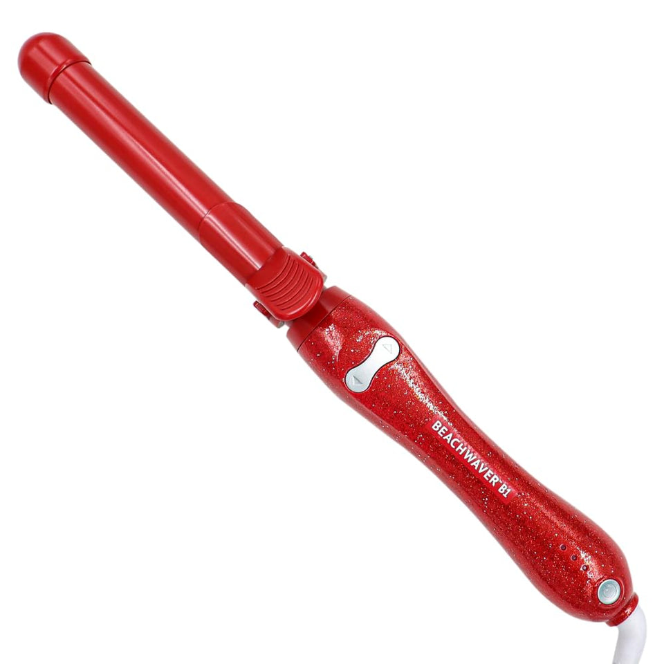 The Beachwaver Co B1 red glitter with 1-inch barrel creates beachy waves.