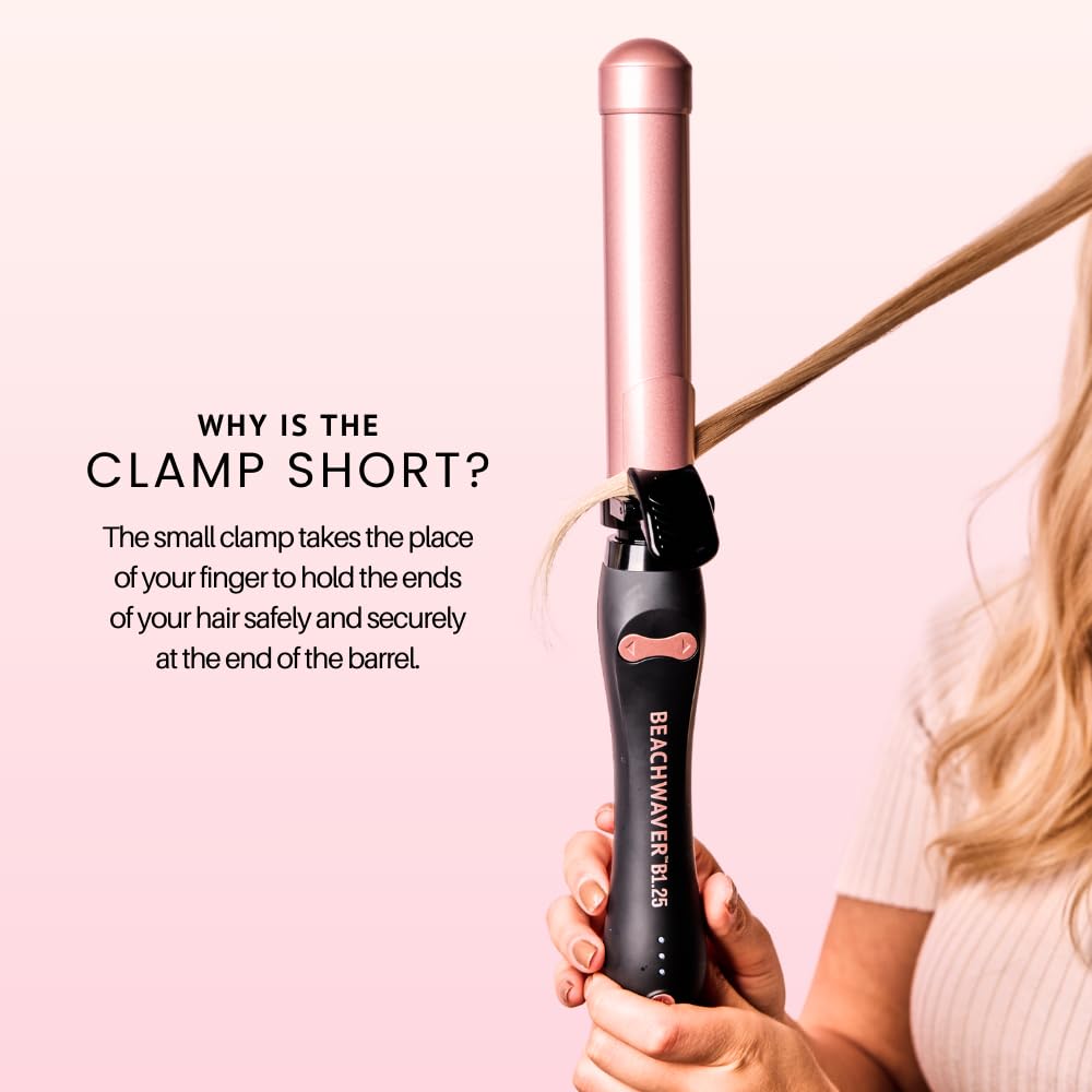 The Beachwaver Co B1 8-foot swivel cord and dual voltage for travel-ready styling.