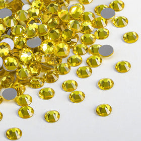 BEADSLAND lemon yellow flat-back rhinestones for nails and crafts, sparkling accents.