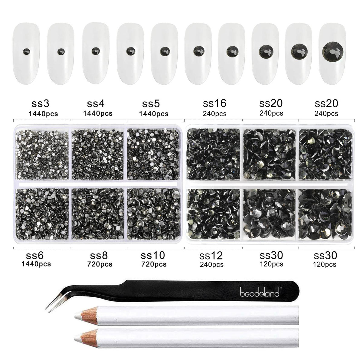 BEADSLAND wax pencil and tweezer kit for easy placement.
