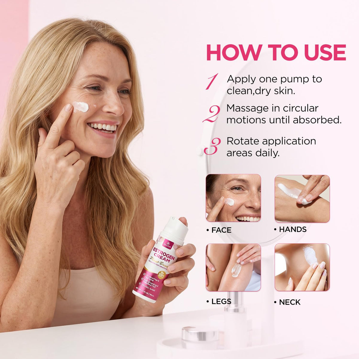 Night-time Bealions Estrogen Cream routine before bed for skin comfort.