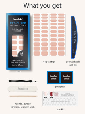 Beaolata flexible-fit gel strips hug nail curves for smooth edges.