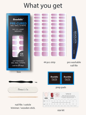 Beaolata long-wear gel strips maintain a glossy finish for up to 21 days.
