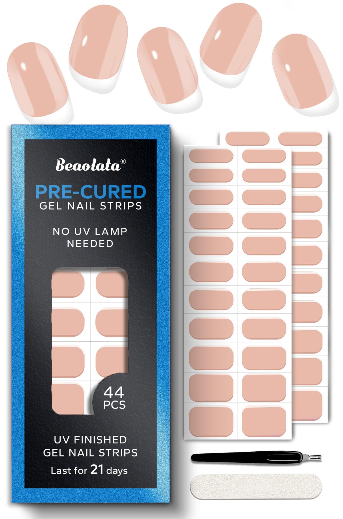 Beaolata Real Gel Nail Strips no UV light for salon-ready shine at home.