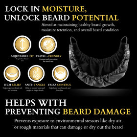 Itch-relief feature demonstrated by wearing Beard Bonnet during routine.