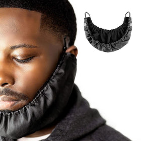Beard Bonnet worn as satin cap to lock in oils for smoother beard.