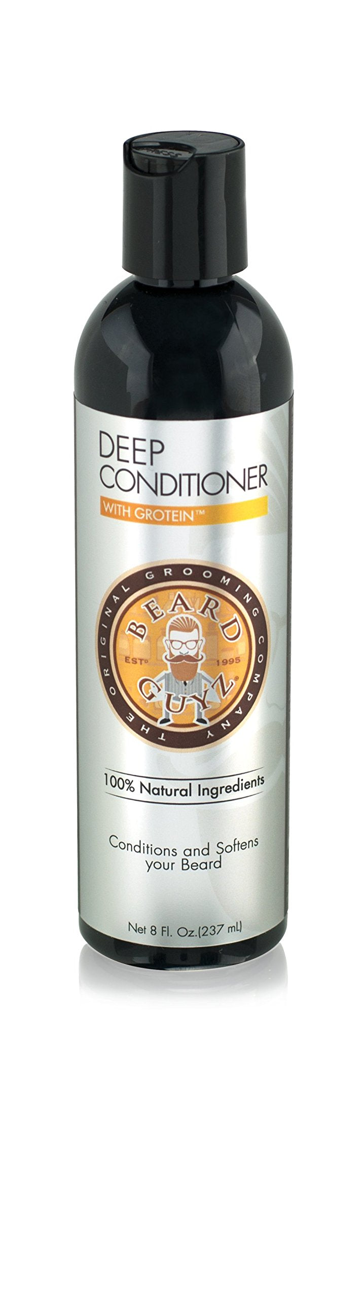 Beard Guyz Deep Conditioner bottle softens beard and adds shine.