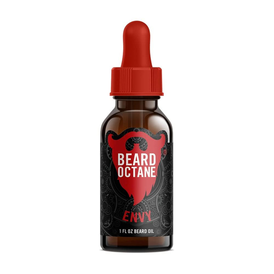 Beard Octane Envy beard oil bottle with citrus scent, soothing skin and conditioning beard