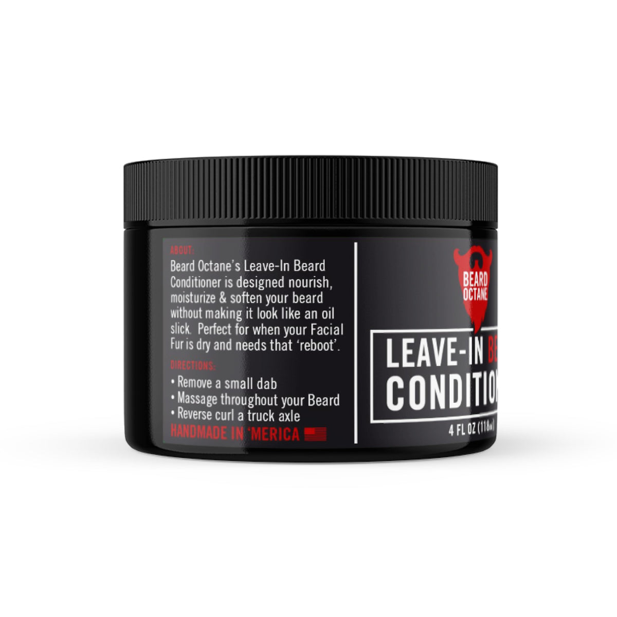 Beard Octane application texture close-up—nourishes coarse beard for daily use.