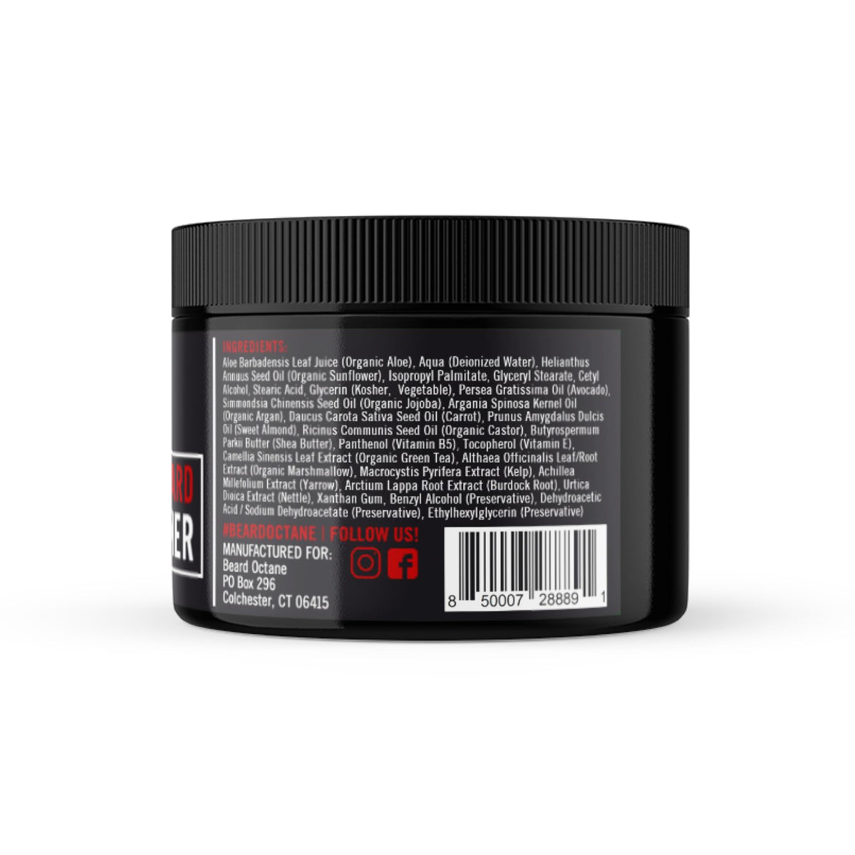 Beard Octane packaging close-up—cruelty-free USA-made formula for sensitive skin.