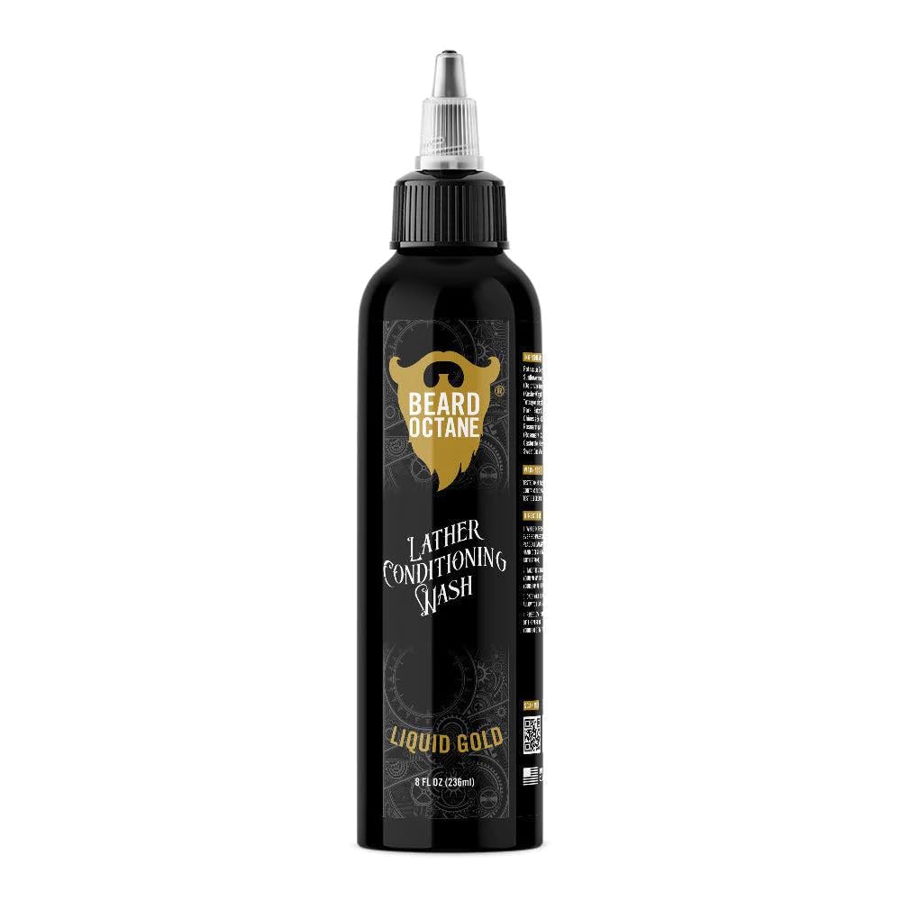 Beard Octane Liquid Gold bottle pour, gentle beard cleanse.