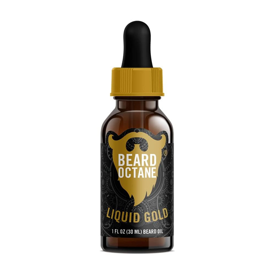 Beard Octane Liquid Gold bottle with Frankincense and Oud for soft beard care