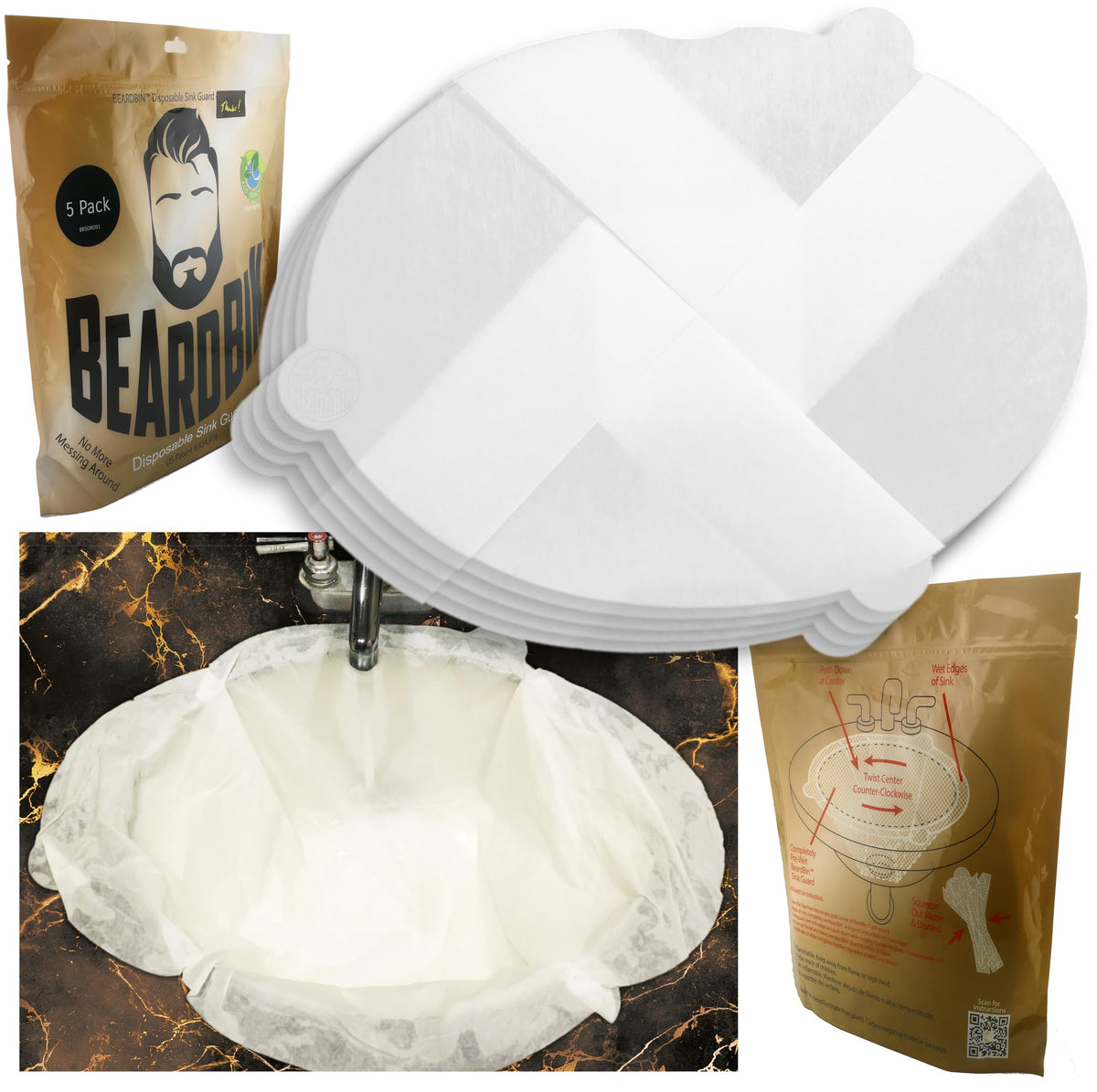 BeardBin Sink Guardian contour-molding design fits your sink for full coverage.