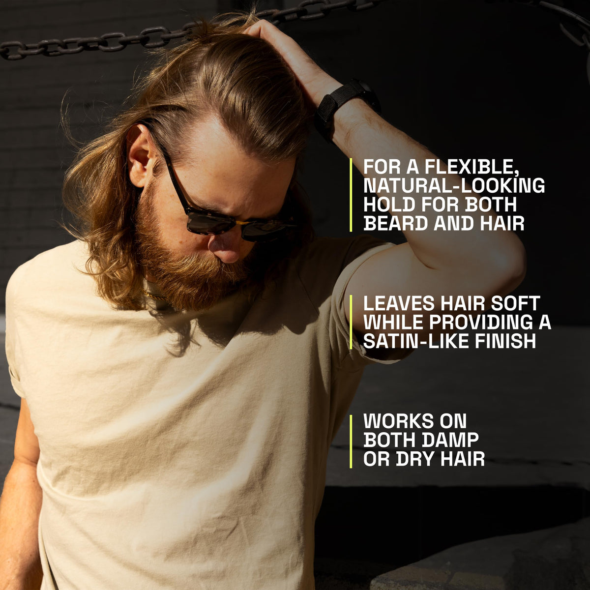 Beardbrand beard styling paste hands applying product for natural, flexible hold