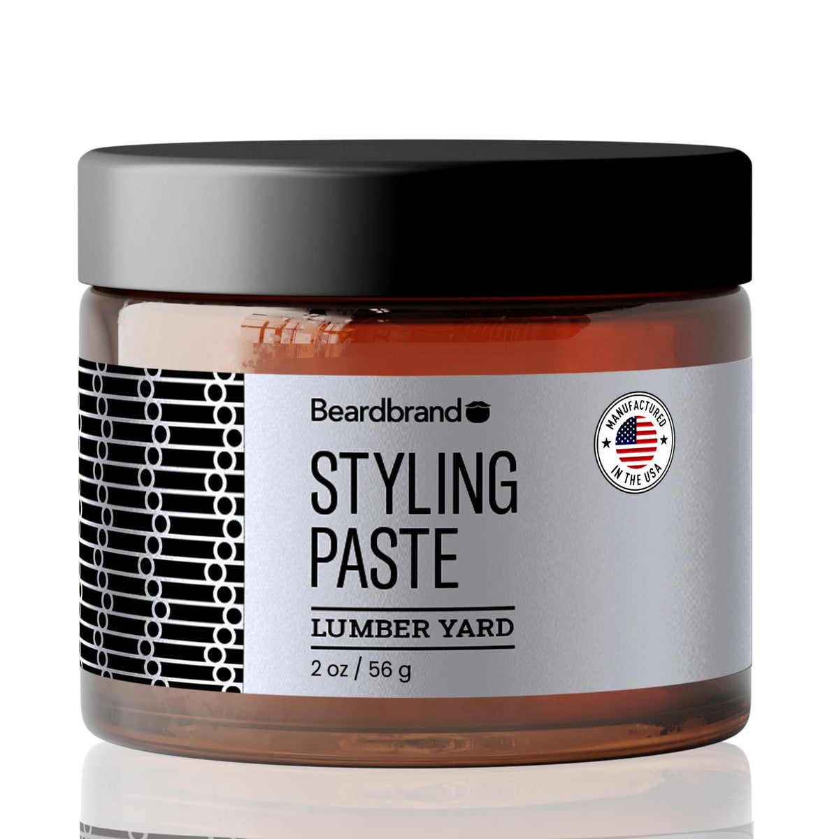 Beardbrand beard styling paste jar showing medium hold for a natural beard and hair finish