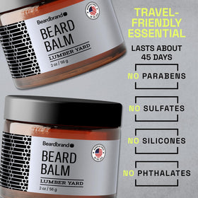 Beardbrand Utility Balm being applied to beard for moisture and shine.