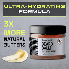 Beardbrand Utility Balm warming between hands for easy application.