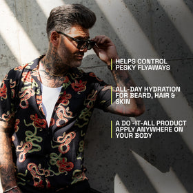 Beardbrand Utility Balm Lumber Yard scent bottle highlights woodsy aroma.