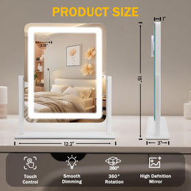 Bearolve vanity mirror with 360-degree rotation for flexible angles during routines.