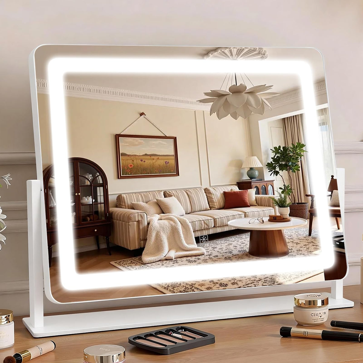 Bearolve vanity mirror with lights in 22x17 size for full-face view
