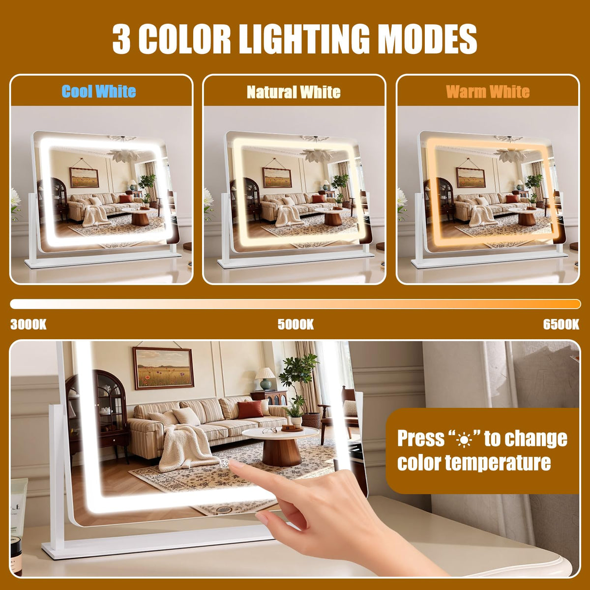 Bearolve vanity mirror dimmable control with smooth brightness adjustment