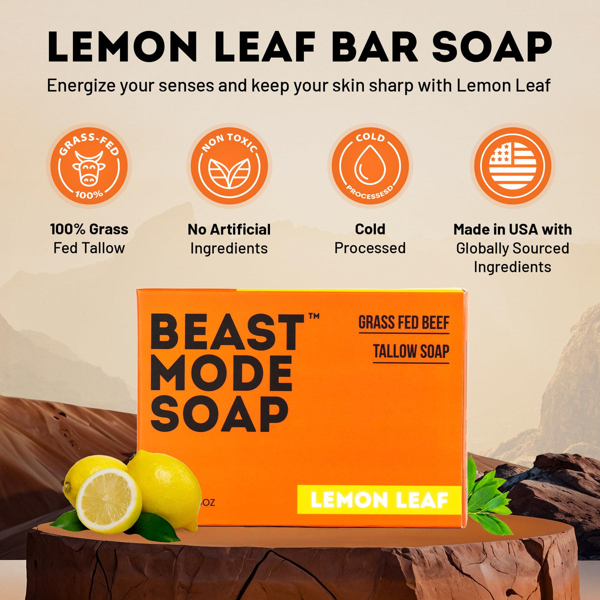 Beast Mode Soap grass-fed tallow texture close-up highlighting vitamin-rich formula