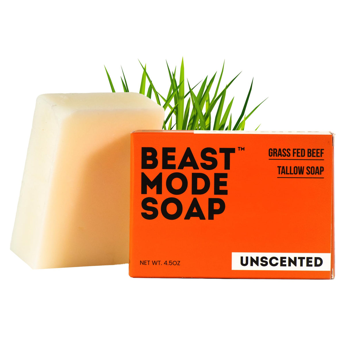 Beast Mode Soap for Men unscented front view highlights minimal formula for sensitive skin.