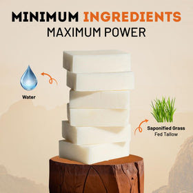 Beast Mode Soap for Men unscented ingredients label highlights natural cured formula.