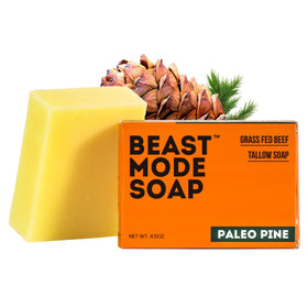 Beast Mode Soap Paleo Pine bar shows rugged cleansing in a pine fragrance.