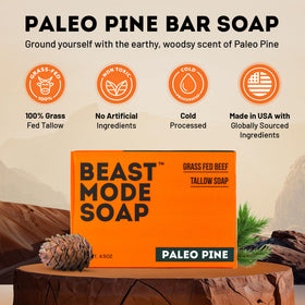 Beast Mode Soap with pine aroma highlights woodsy freshness for daily grooming.