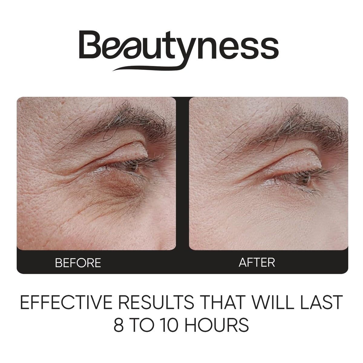 beatool Instant Ageless Eye Cream packaging flatlay showcasing product and benefits