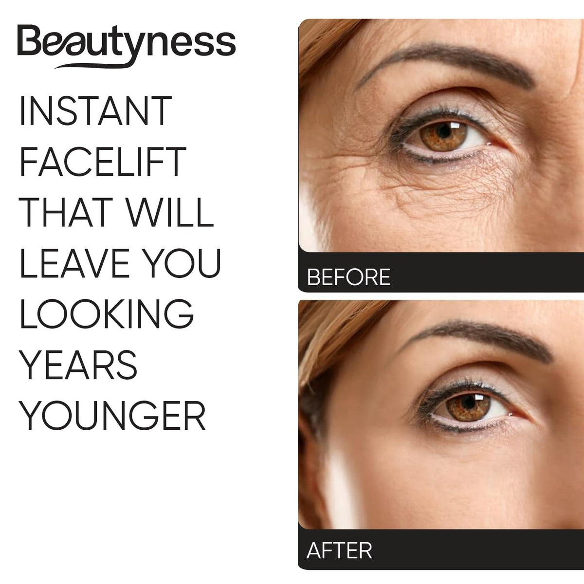 beatool Instant Ageless Eye Cream being applied to the under-eye area for refreshed look