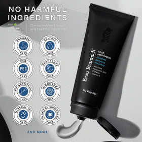 Beau Brummell paraben and sulfate-free formulation emphasized on packaging.