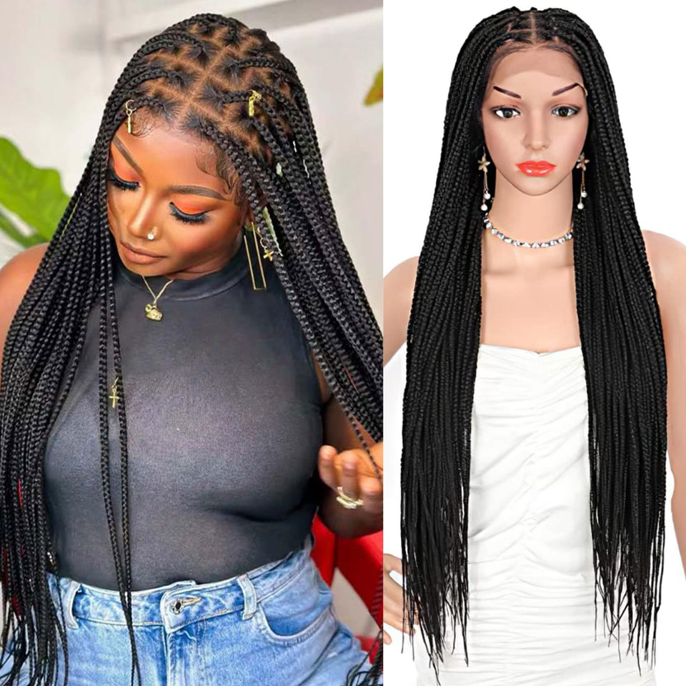 Beauart Brinbea knotless box braid wig 36-inch for dramatic, low-maintenance style.